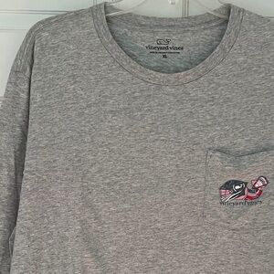 Vineyard Vines Lacrosse Men’s Heather Gray Long Sleeve Pocket Tee